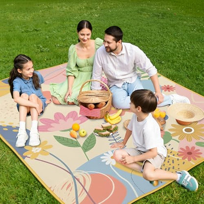 Supfitness Extra Large Picnic Blankets Waterproof Foldable (60 "x 80") Beach Blanket Waterproof Sandproof,3-Layer Thicking Mat Outdoor Packable Camping Blanket - color: Beige, size: 60x80in