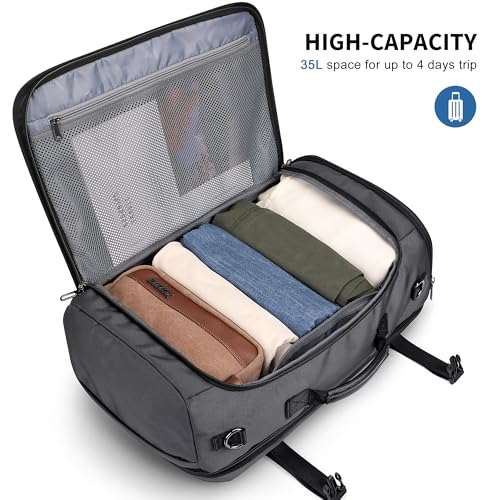 WITZMAN Travel Backpack for Men 35L Carry-on Laptop Backpack Luggage Fit 16 inch TSA Friendly Flight Approved with Shoe Compartment for Airplanes（B718 Silvery Grey） - color: Silvery Grey