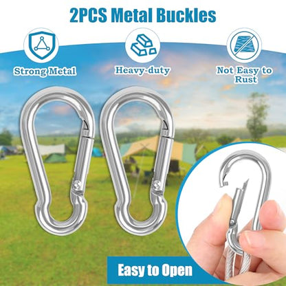 20FT/ 40FT Retractable Travel Clothesline, Adjustable Outdoor Clothesline Drying Clothes Line Laundry for Travel Camping, with Ratchet Pulley/ 2 Screws/ 2 Buckles (Black+Silver, 472, Inches)