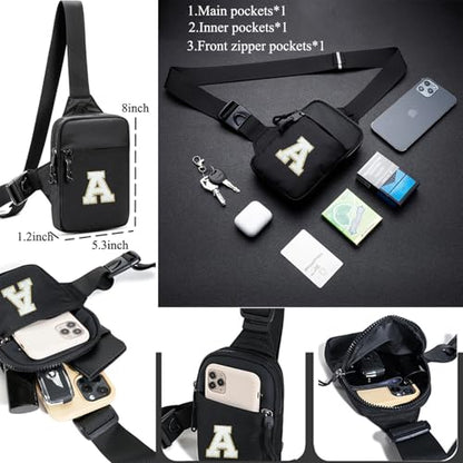 Mini Sling Bag for Men Crossbody,Small Chest Bag Casual Trendy Waterproof Lightweight Phone Crossover Daypack - color: Black Small Sling Bag
