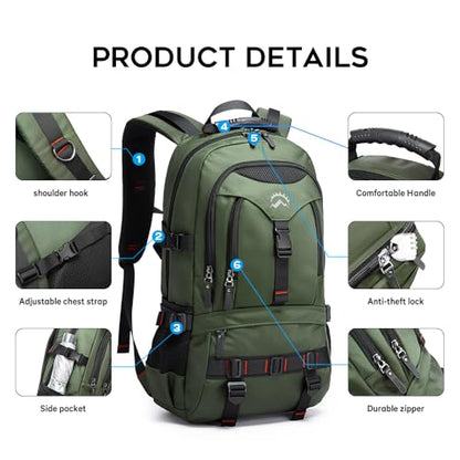 KAKA Travel Backpack Fight Approved with 17.3 inch Laptop Lackpack Compartment Outdoor Duffle Bag for men and women - color: Green