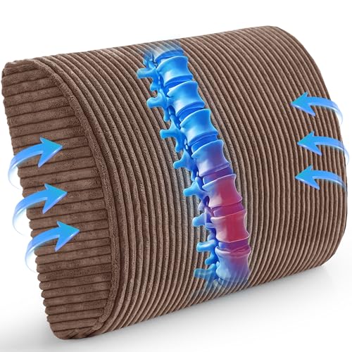 Lumbar Support Pillow for Recliner Chair/Accent Chair/Couch, Extra Large Memory Foam Back Support Cushion for Elderly, Recliner Cushions for Back Rest, Pain Relief, Reading, Washable Cover, Brown - color: Brown, size: 20"x16"x5.5"