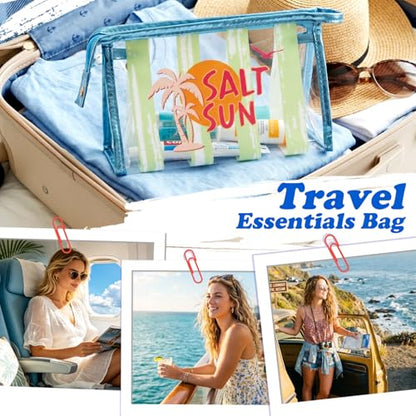 COSHAYSOO Sunscreen Bag Clear Makeup Toiletry Pouch Beach Vacation Essentials for Women Teen Girls Trip Gifts Summer Pool Travel Must Have Accessories Waterproof Stuff - color: Multi-Salt Sun
