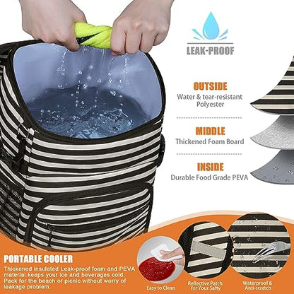 Cooler Backpack Insulated Leakproof Waterproof Backpack Cooler Bag 30/45 Cans, Large Capacity Lightweight Travel Camping Beach Backpack Cooler Ice Chest for Men and Women - color: stripe, size: 30 Cans