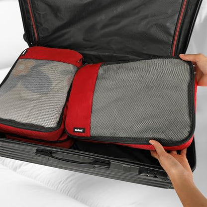 Packing Cubes for Travel Essentials,4 Set Packing Cubes for Suitcases,Lightweight Mesh Luggage Organizer Bag,Red - color: Red
