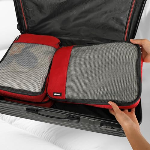 Packing Cubes for Travel Essentials,4 Set Packing Cubes for Suitcases,Lightweight Mesh Luggage Organizer Bag,Red - color: Red