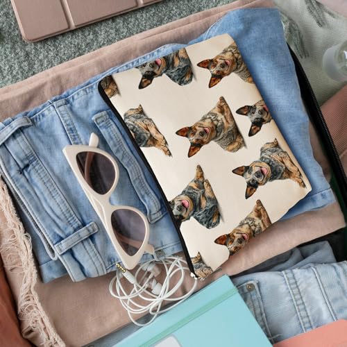Australian Cattle Dog Makeup Bag, Australian Cattle Lovers Gifts Cosmetic Bag for Women, Dog Mom Lovers Owner Gifts for Women Christmas, Pet Lover Gift Zipper Travel Makeup Pouch for Purse - color: australian cattle