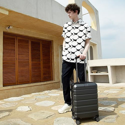 KROSER Hardside Expandable Carry On Luggage with Spinner Wheels & Built-in TSA Lock, Durable Suitcase Rolling Luggage with USB Port, Carry-On 20-Inch Steel Grey - color: Steel Grey