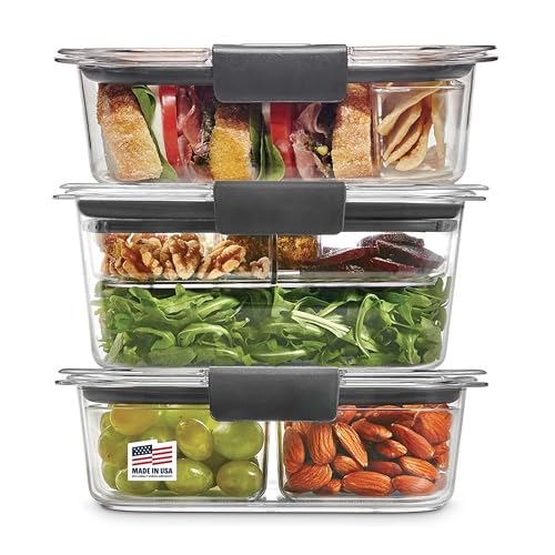Rubbermaid Brilliance BPA-Free 3 Set Food Storage Containers with Lids, Removable Trays, Airtight, Leak-Proof, Ideal for Meal Prep, Lunch, and Leftovers - size: 6-Piece