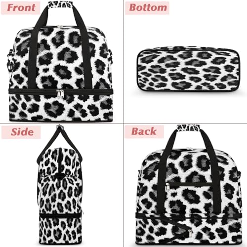 Travel Duffel Bag Animal Leopards Print Weekender Bag with Shoe Compartment Foldable Overnight Bags for Travel Sports Lightweight Gym Bags for Men Women - color: Animal Leopards Print