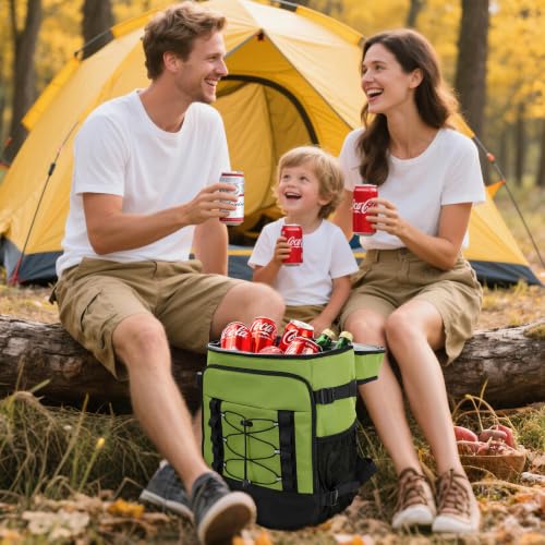 MIYCOO Cooler Backpack - 40 Cans Insulated Backpack Cooler for Men & Women, Portable 2 Leak Proof Compartments Coolers Bag for Beach Travel Picnic Lunch Hiking BBQ Camping - color: Green