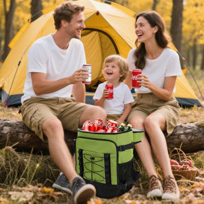 MIYCOO Cooler Backpack - 40 Cans Insulated Backpack Cooler for Men & Women, Portable 2 Leak Proof Compartments Coolers Bag for Beach Travel Picnic Lunch Hiking BBQ Camping - color: Green