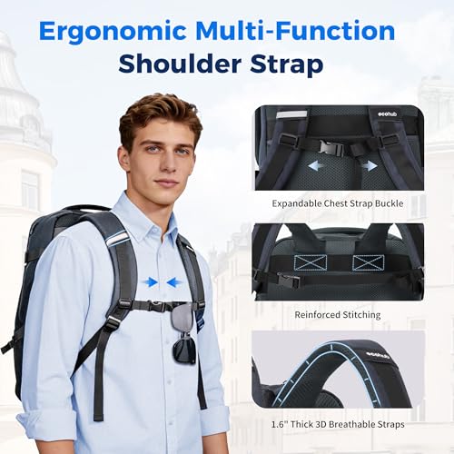 ECOHUB 19" Travel Backpack for Men Women 19x7.1x12.6 Spirit Airlines Personal Item Bag Backpack with Wet Compartment,Grey - color: Grey