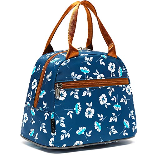 FlowFly Insulated Lunch Cooler Bag - Tote Bag Organizer for Women/Men, Floral#White - color: Floral#White