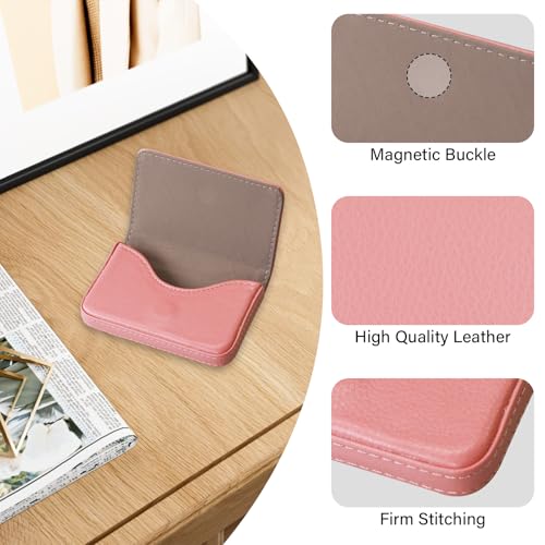 Business Credit Card Holders, Magnetic Sealing Anti Drop, PU Leather Debit Card Protector Organizer Case (Rose Pink) - color: Rose Pink