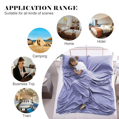 Sleeping Bag Liner,Travel Sheet & Adult Sleep Sack, Camping Sheets Travel Sleep Sack for Backpacking,Hotels & Hostels -Lightweight Single &Double Travel Sheet Camping Sheets - color: Double Lavender