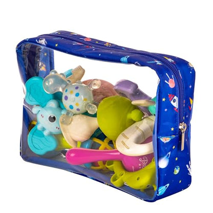 Remobia Hicol TSA Approved 5-Piece Diaper Bag Organizer Pouch Set Clear Waterproof TPU Kids Toiletry Storage Set Travel Packing Clutch Cube Bags for Baby Nursing(Astronaut) - color: Astronaut