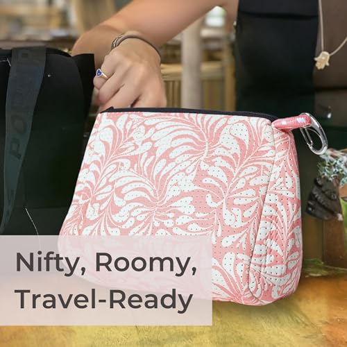 POPUPS Large Makeup Bag with Zipper - Waterproof Neoprene Cosmetic Bag 7.7 x 10.75 x 5 inches - color: Basic Pink