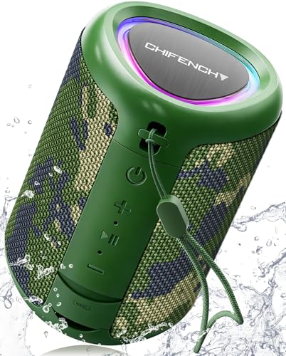 Portable Bluetooth Speaker Beach Essentials: Powerful Crystal Clear Sound/Dynamic Light/IPX5 Waterproof/All Day Playtime/Wireless BT 5.3/TWS Paring, Dad Gifts, Outdoor|Travel|Camping|Pool Accessories - color: Camo