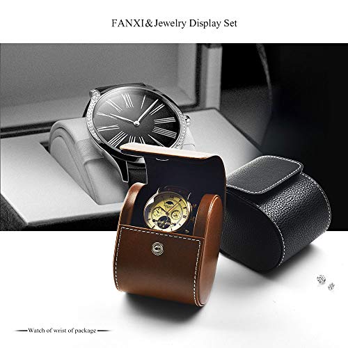 Oirlv Luxury Leather Watch Storage Box Travel Single Watch Case Watch Gift Box for Christmas Anniversary Birthday(Brown) - color: Brown