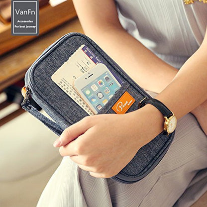 VanFn RFID Travel Passport Wallet, Family Passport Holder, Trip Document Organizer P.Travel Series - color: Pure Grey