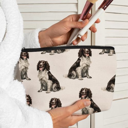 English Springer Dog Makeup Bag, English Springer Lovers Gifts Cosmetic Bag for Women, Dog Mom Lovers Owner Gifts for Women Christmas, Pet Lover Gift Zipper Travel Makeup Pouch for Purse - color: english springer