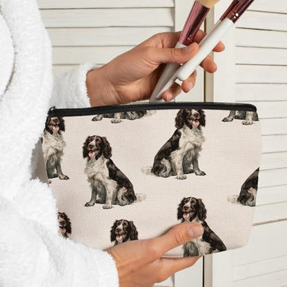 English Springer Dog Makeup Bag, English Springer Lovers Gifts Cosmetic Bag for Women, Dog Mom Lovers Owner Gifts for Women Christmas, Pet Lover Gift Zipper Travel Makeup Pouch for Purse - color: english springer