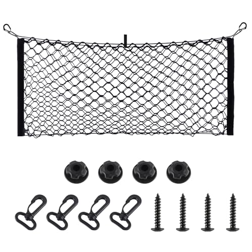 Amiss Cargo Net Stretchable, Car Exterior Accessories, Adjustable Elastic Trunk Storage Net with Hook for SUVs, Cars and Trucks (11.8"x 31.5") - size: 11.8×31.5 Inch
