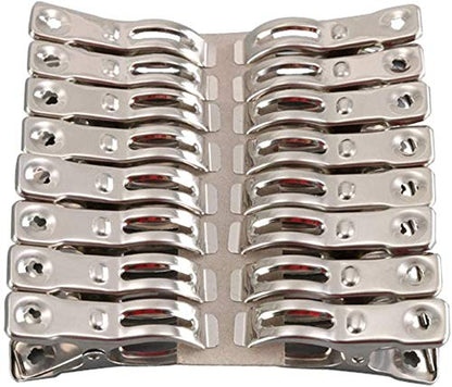 Clothes Pins 32 Pcs Metal Beach Chair Towel Clips,Heavy Duty Stainless Steel Clothespin, Row Cover Clips,Garden Clips,Greenhouse Clamps