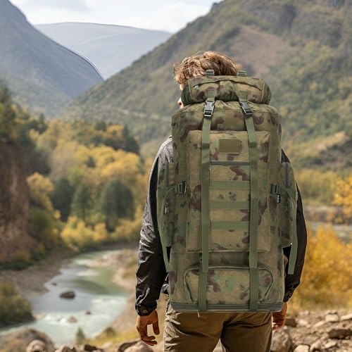 Hiking Backpack for Men 70L/100L Camping Backpack Military Rucksack Molle 3 Days Assault Pack for Climbing | Camping Backpack - color: 100l-ruin Green