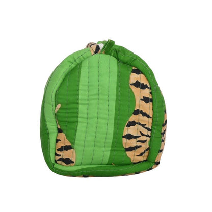 YILLE Set of 3 Pieces Block Printed Travel Organizer Kit Storage Bag for Women Makeup Bag Travel Cosmetic Bag (Green Fat tiger) - color: Green Fat tiger