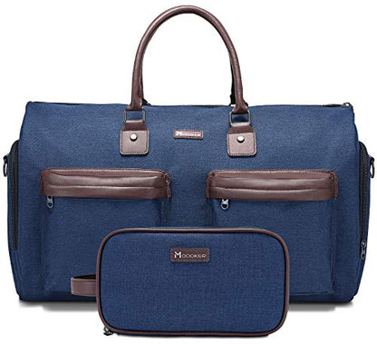 Modoker Convertible Garment Bag with Toiletry Bag, Carry on Garment Duffel Bag for Men Women - 2 in 1 Hanging Suitcase Suit Travel Bags,Navy blue - color: Navy blue