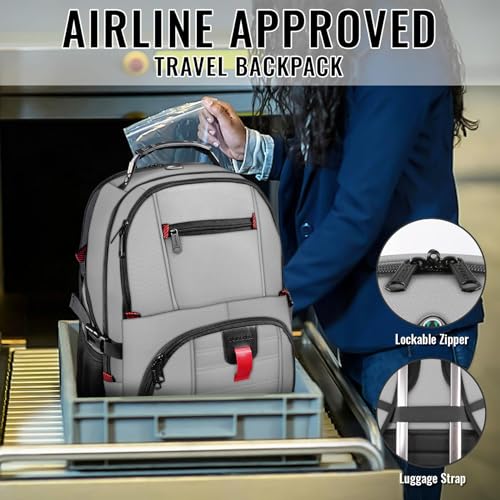 YOREPEK Large Backpack for Men, Extra Large Laptop Backpacks for Men Women, Water Resistant Travel Backpack Airline Approved Business Work Bag Fits 17 Inch Computer, Black - color: Light Grey, size: 17 Inch