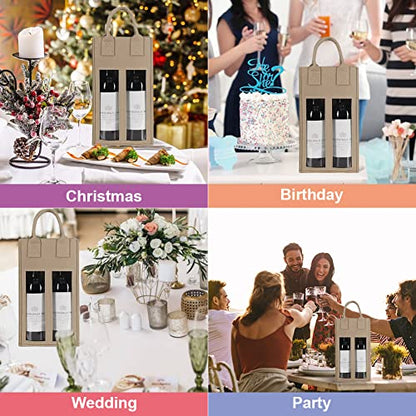 Shintop Double Wine Bag with Window, Felt Bottle Gift Bag with Handle Reusable Wine Tote Carrier for Party Favors Travel, Camping(1pc, beige) - color: Beige