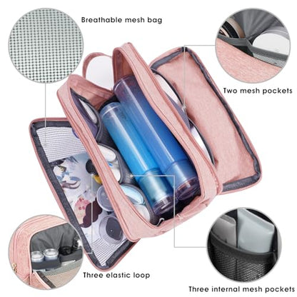 Toiletry Bag for Men Hanging Dopp Kit Water Resistant Shaving Bag Small Toiletry Bag for Traveling (Denim Pure Pink) - color: Denim Pure Pink