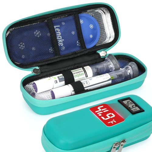 EVA Insulated Cooler Travel Case for Zepbound Injector Pens, 2 TSA Approved Ice Pack, Real-Time Temperature Display, Medication Cooler for Travel & Daily Use - color: Compatible With Zepbound Pens
