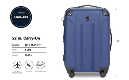 Travelers Club Chicago Hardside Expandable Spinner Luggage, Navy Blue, 22" Carry-On - color: Navy Blue, size: 22" Carry-On