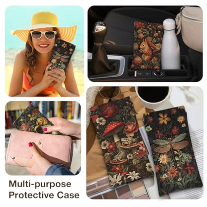 Eyeglass Cases 4 Pack,Boho Floral Pattern Sunglasses Case,PU Leather Soft Eye Glass Pouch for Women Men Student - color: Brown