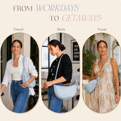 Mali&Lili Hobo Shoulder Bag for Women, Aria Convertible Crossbody Bags for Women, Vegan Leather purses, Shoulder Handbags - color: Slate Blue