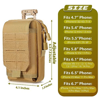 SOWHUP Tactical Molle Pouch Cell Phone Pouch Holster Small Utility EDC Pouch Gadget Organizer Bag - color: Tan1