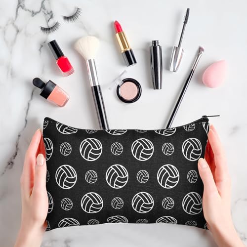 Eccliy 20 Pcs Volleyball Makeup Bags Bulk Sport Team Gifts Volleyball Cosmetic Bag Accessories for Women Toiletry Zipper Pouch Travel Canvas Gifts Stuff for Team Party Players - size: 8 x 5 Inch, style: Volleyball