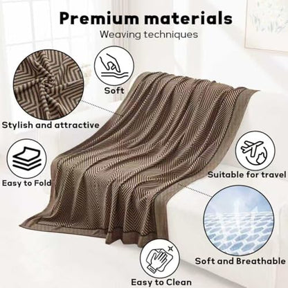 Travel Blanket Airplane - Ultra Soft & Lightweight Knit Design Compact Airplane Blanket,53x72 Inch,Stylish Travel Shawl Wraps for Flights,Office,Home Use,Travel Essentials & Gifts - color: Brown