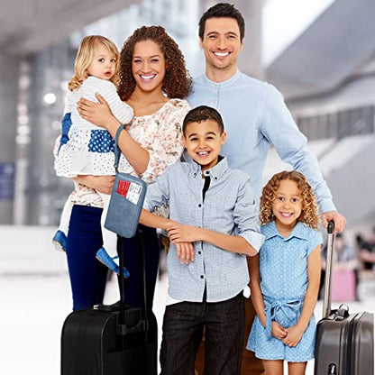 Fintie Family Passport Holder Wallet, RFID Blocking Travel Document Organizer Clutch Bag Credit Cards Case Cover for Women Men - color: Haze Blue