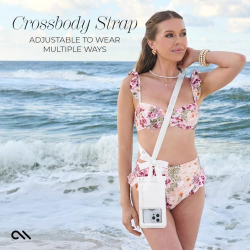 Case-Mate IP68 Waterproof Large Phone Pouch with Bow Design - Travel Beach Cruise Ship Essentials - Floating Phone Case with Crossbody Lanyard for iPhone 17 Pro Max/16 Pro/15/14/13/ S26 - Ivory Pearl - color: Ivory Pearl