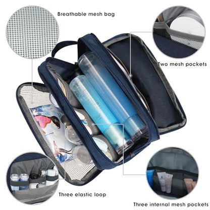 Toiletry Bag for Men Hanging Dopp Kit Water Resistant Shaving Bag Small Toiletry Bag for Traveling (Denim Pure Navy Blue) - color: Denim Pure Navy Blue