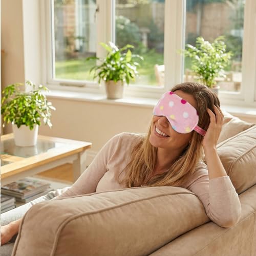 2PCS Plush Sleeping Eye Mask, Soft Plush Eye Mask, Fuffy Eye Cover Comfortable Sleep Mask Blindfold Rainbow Faux Fur Eye Shade for Women, Men and Kids Travel Nap Sleeping(Dot) - color: Dot