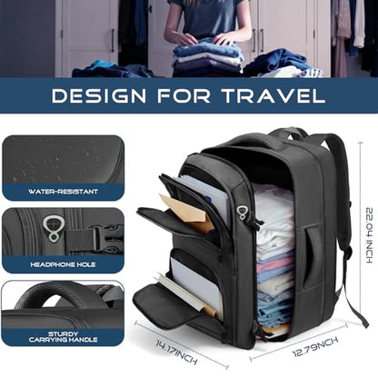 Travel Backpack, Extra Large Travel Backpack, TSA 18.4 inch Laptop Bag Flight Approved, Lightweight Business Luggage Bag, Gifts for Men Women, Black - color: Black, size: XX-Large