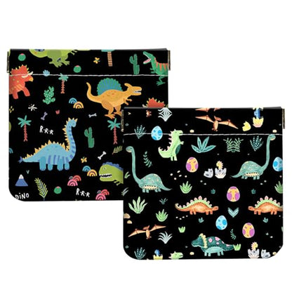 2Pcs PU Leather Small Squeeze Coin Purse Pouch Mini coin Bag Unique And Cute Wallet Cosmetic Bags Change Bag For Women Girls Men Small Dinosaur - color: Small Dinosaur