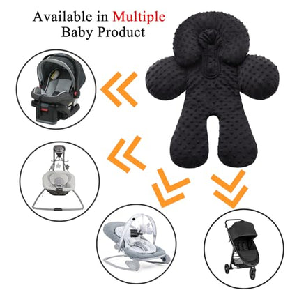 Pro Goleem Infant Car Seat Insert, Baby Head Neck Body Support, Soft Minky Newborn Car Seat Strap Pads, 2-in-1 Reversible, Boys and Girls, Black - color: B1-black