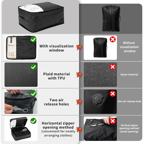 ONTYZZ Vacuum Compression Bag 20 inch Space Saver Bags Travel Case with IP67 Waterproof Zipper for Business Trip, Two Bag Black with Pump - color: 20'' Two Pack with Pump